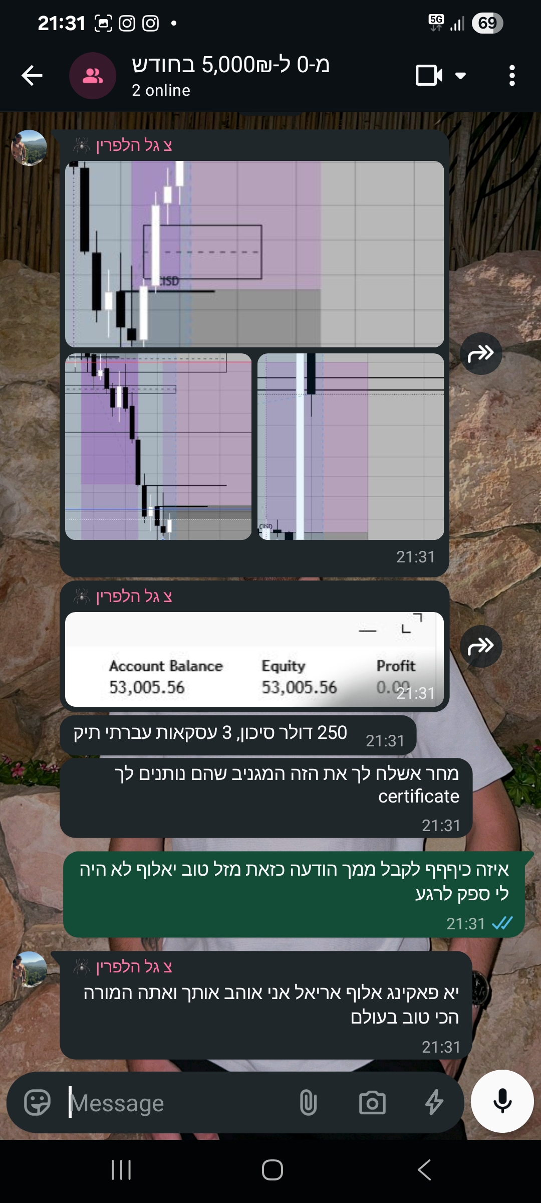 שיחת וואטסאפ עם תלמיד שקיבל תעודת תיק מימון